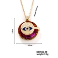 Purple and amber gradient crystal Evil Eye pendant necklace on gold stainless steel chain - Purple Amber Gradient Style (N00921-49)