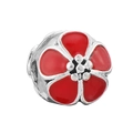 Red flower charm bead in enamel finish for DIY jewelry and bracelets - Red Five-petal Enamel Flower Bead