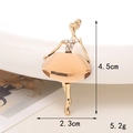 Detail view of champagne gemstone ballerina brooch with dimensions 4.5cm by 2.3cm - D481 Gem Dancer (Champagne Gem)