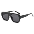 Oversized retro square sunglasses with thick black frame and dark grey lenses for women - Dark Grey