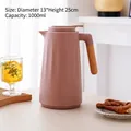 1L Nordic pink matte thermal coffee pot with wooden handle and 1000ml capacity - Plain Style / 032 Pink Brown