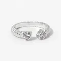 Anello regolabile in argento con cuore in zircone e fascia testurizzata - Argento (PB610)