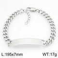Stainless steel Cuban link ID bracelet for men, engravable curved plate gift jewelry - B Style (KB211381-KFC) / Steel
