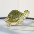 Turtle figurine made of green and white crystal resin with gold foil for fish tank decor - Green Olive + Gold Foil