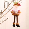 Pluche Kerstman met lange benen, rood geruit patroon en een gouden ophangtouw voor decor - Kerstman