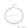 Bracciale tennis in argento 925 con zirconi ovali, lunghezza regolabile 16,5+3cm - Oro Bianco