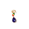 Braided hair pendant with Rastafarian beads and purple teardrop crystal charm - Purple