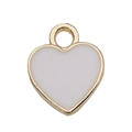 White heart charm with golden edge for DIY jewelry making and earring crafts - Heart Shape 10x12mm