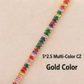 Collier en zircone arc-en-ciel avec chaîne à griffes dorée et pierres rectangulaires 5x2,5mm - Zircon Arc-en-Ciel Horizontal (5*2.5mm) - Plaqué Or