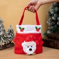Christmas gift bag featuring 3D white polar bear with red velvet handle and drawstring - Brushed Pocket Polar Bear