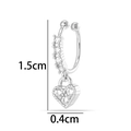 Manchette d'oreille cœur argenté avec zircons clairs, guide de taille 1,5 cm - Forme de cœur (2624-5#) / Argent