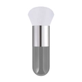 Portable kabuki brush with white synthetic bristles and grey translucent handle - Small Chubby Grey Silver White Hair