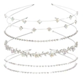 Dettaglio del set di 5 cerchietti da sposa argento con perle e strass luccicanti - Set da 4 pezzi argento con strass AB Stile 4#