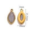 Golden stainless steel marquise pendant with grey natural stone and size dimensions - Grey Aventurine