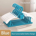 Blue cascading bear baby hanger with non-slip texture and space-saving hook design - Blue (Thickened)