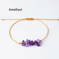 Handmade Bohemian amethyst crushed stone bracelet with golden woven adjustable cord - Amethyst