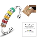 Rotating enamel fidget ring with five colorful beads, gift box and message card for daughter - With Gift Box & Card / Multicolor A