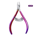 Ergonomic cuticle nippers with vibrant iridescent purple handle and sharp stainless steel blade - Multicolor Double Spring Style / AB Color