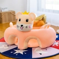 Pink plush baby sit-up chair with a cute cartoon mouse design and golden crown - Mouse