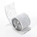 Sparkling silver Christmas ribbon with glitter swirls and wire edges, 6.3cm width - 6.3cm Silver Style B