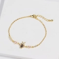 Gold-finished bracelet featuring a purple bubble tea charm and pink heart zircon stones - Style 6 Gold