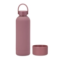 Detail view of pink insulated stainless steel bottle with portable handle and silicone base - 500ml / Smoky Pink
