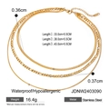 Ensemble de colliers en acier inoxydable à trois couches avec chaînes serpent et figaro - Parure de Collier Doré Triple Couche (JDNW2403090)
