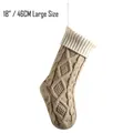 Beige 18 inch large knitted Christmas stocking with white cuff and diamond pattern - 18 Inch / 46CM Large / Linen & Ivory