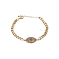 Bracciale regolabile placcato oro con occhio del diavolo e pietre colorate in zircone cubico - Oro/Zirconia Multicolore