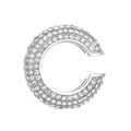 Elegant C-shaped silver ear cuff fully paved with sparkling white cubic zirconia stones - Outer Diameter 2.6cm / White K - 2.6 Outer Dia - White (0354)