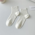 Calcetines blancos a media pierna de algodón con nervaduras verticales mínimas - Talla única / Blanco Leche