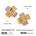 Detail specifications for stainless steel gold and silver earrings with weight and dimensions - X-Shaped Cross Ribbed Stud Earrings (JDE2409062-PS) / Gold and Silver Two-tone