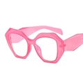 Chic pink geometric polygonal frame glasses with anti-blue light clear lenses - Rose Red Frame