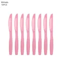 Pink disposable plastic knives for cat themed children's party tableware set 10 pieces - Pink Knife