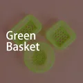 Mini groen plastic mandje voor poppenhuiskukens in diverse geometrische vormen - Kleine Groene Mand