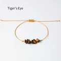 Pulsera tejida de ojo de tigre con cuentas de grava naturales y cordón de color marrón - Ojo de tigre