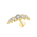 Gold 316L stainless steel labret stud with five curved gradient cubic zirconia stones - 1.2*8mm / Gold