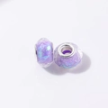 Faceted purple resin large hole beads with iridescent glitter and metal core for DIY bracelets - Purple