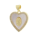 Elegant gold heart pendant necklace with pink inlay, shell detail and crystal border - 02-Pink Gem Relief Heart