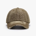 Casquette de baseball vintage kaki délavé avec visière usée et broderie en relief - Kaki