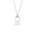 Silver stainless steel lock necklace featuring a delicate chain and engraved letter X charm - Letter X