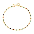 Collar moderno de oro de 18K con piedras preciosas ovales de colores y cadena trenzada - Chapado en oro 18K / Estilo de gema ovalada de colores (KN0168)
