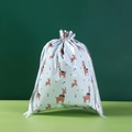Light blue Christmas drawstring gift bag with cartoon deer and stars on a green background - 44*57cm Fresh Blue Elk