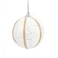 White 8cm Christmas foam ball ornament with silver glitter, lace ribbon and pearls - Diameter 8cm / White