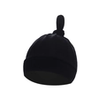 Soft black cotton knotted baby beanie with a folded brim for newborns and infants - Black Hat
