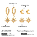 Detailed size chart of stainless steel star and moon earrings with weight measurements - Star Moon Earrings Set(JDE0202009)