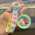 Porte-clés en silicone thème petit-déjeuner avec jouet pop-it et breloques - Petit Déjeuner Coeur