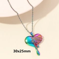 Rainbow heart pendant necklace in melting 18k plated stainless steel, size 30x25mm - Rainbow Melting Liquid Heart (S627-R)