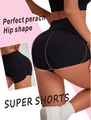 Schwarze Yoga-Shorts für Damen mit hohem Bund und Scrunch-Butt-Effekt für Fitness-Training - S / Schwarz