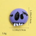 Detailed view of a purple resin zombie skull DIY charm with size dimensions and weight - Purple Stitched Doll Head